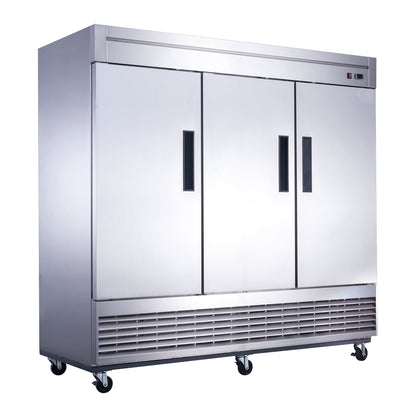Chef AAA - T83F Commercial 83" Reach-In Freezer 3 Solid Door Stainless Steel 64 cu.ft. - T83F