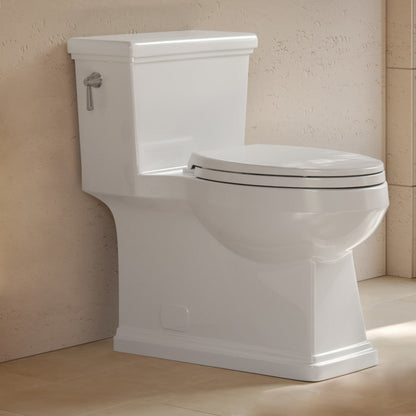 Swiss Madison Voltaire II One-Piece 12" Rough-in 1.28 GPF Left-Hand Flush ADA Elongated Toilet in Glossy White, Nano-Glaze  -  SM-1T9201GW