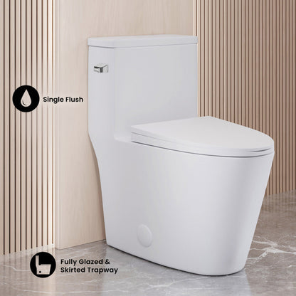 Swiss Madison Dreux One-Piece 12" Rough-in 1.28 GPF Left Flush Elongated Toilet in Glossy White - SM-1T182