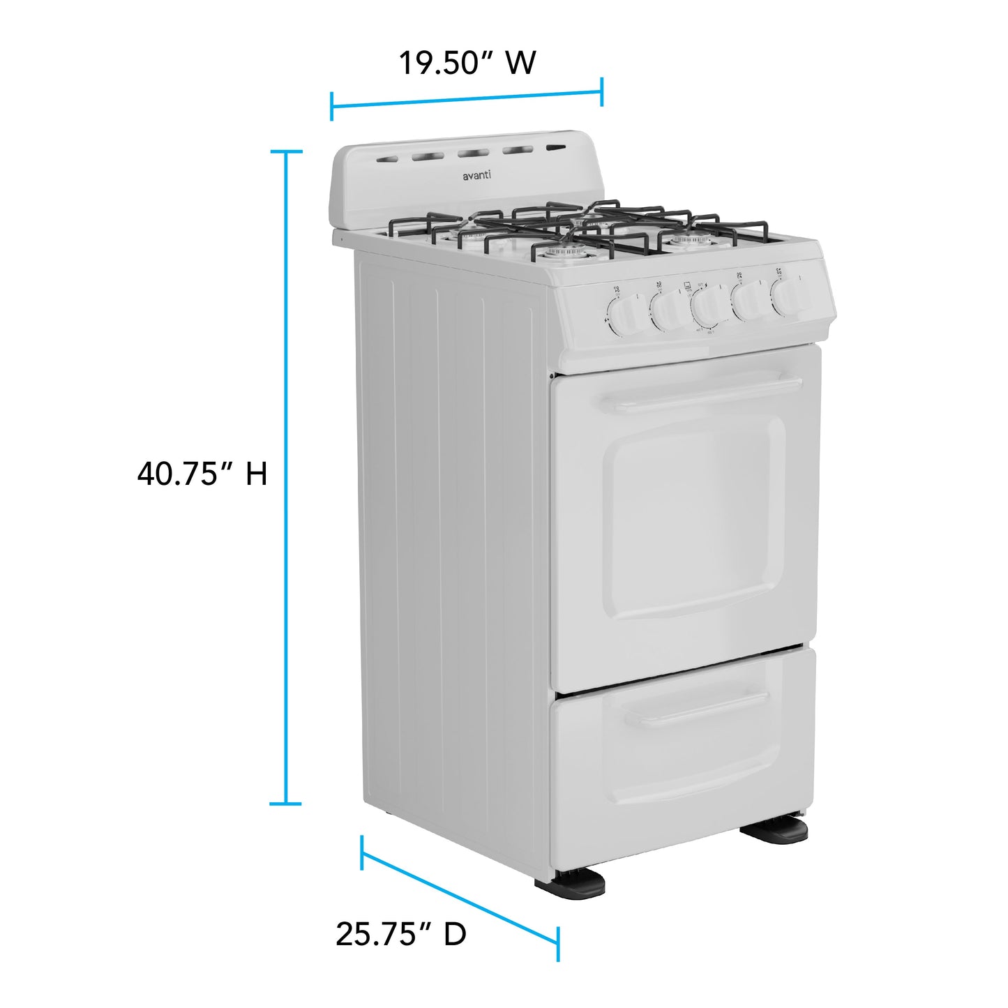Avanti 20" Gas Range Oven - GRO20P0W