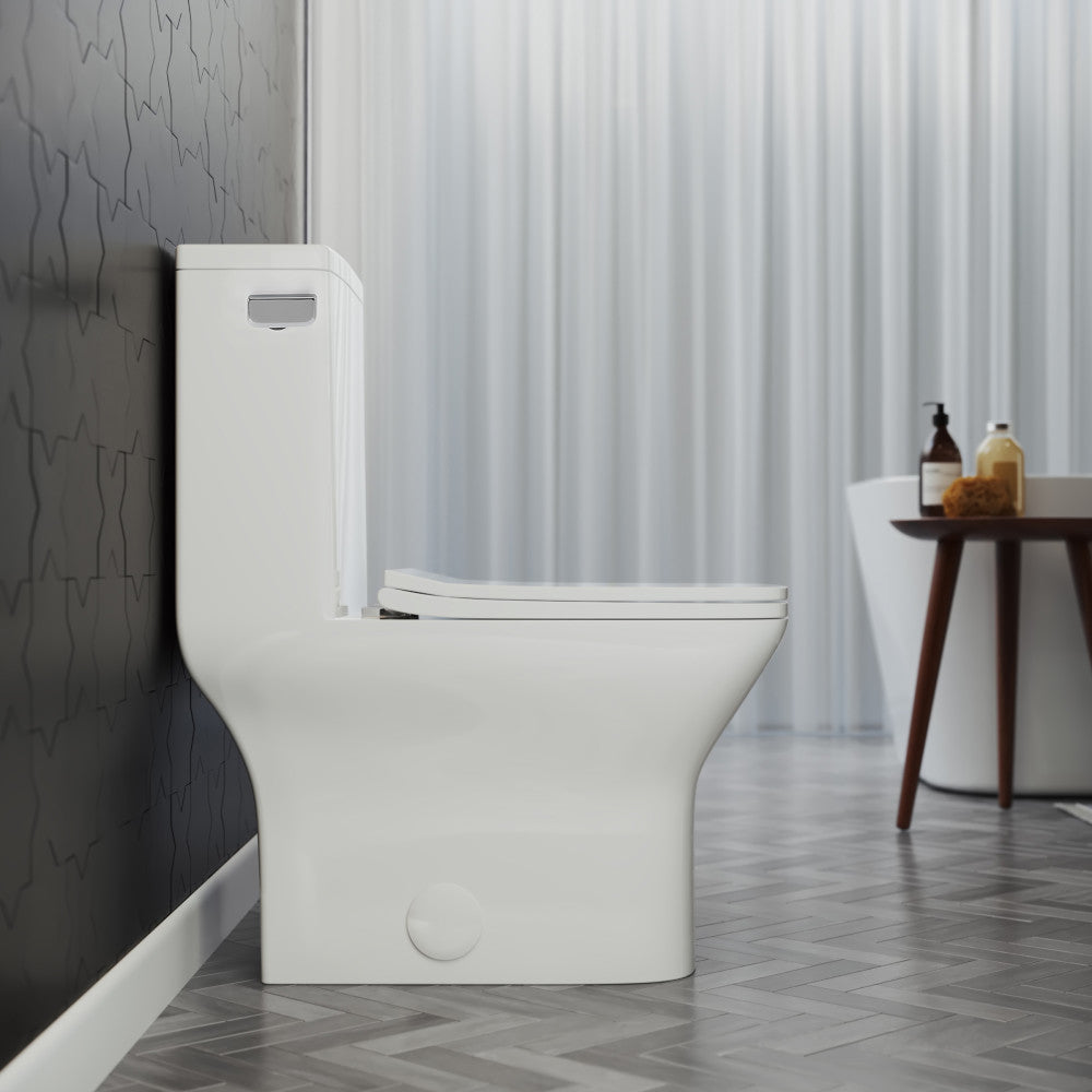 Swiss Madison Carre One Piece Square Toilet Left Side Flush, 10" Rough-In 1.28 gpf - SM-1T272