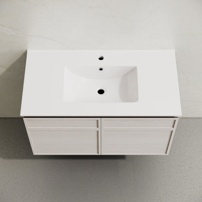 Swiss Madison St. Tropez 36" Wall-Mounted Bathroom Vanity in White Oak with Sink Top - SM-BV0829WO