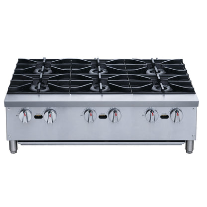 Chef AAA - Commercial 36" Hot Plate with 6 Burners NG - TCHPA36