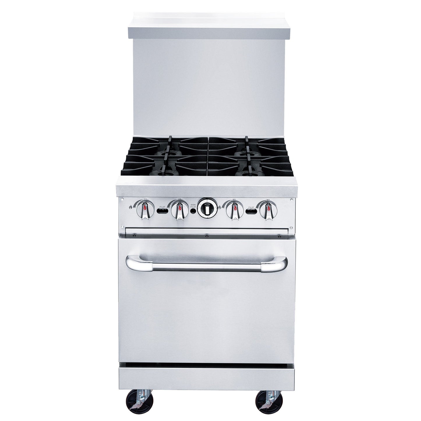 Chef AAA  Commercial 24" Oven Range Four Open Burners Natural Gas - TCR24-4B
