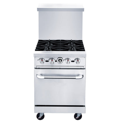 Chef AAA  Commercial 24" Oven Range Four Open Burners Natural Gas - TCR24-4B