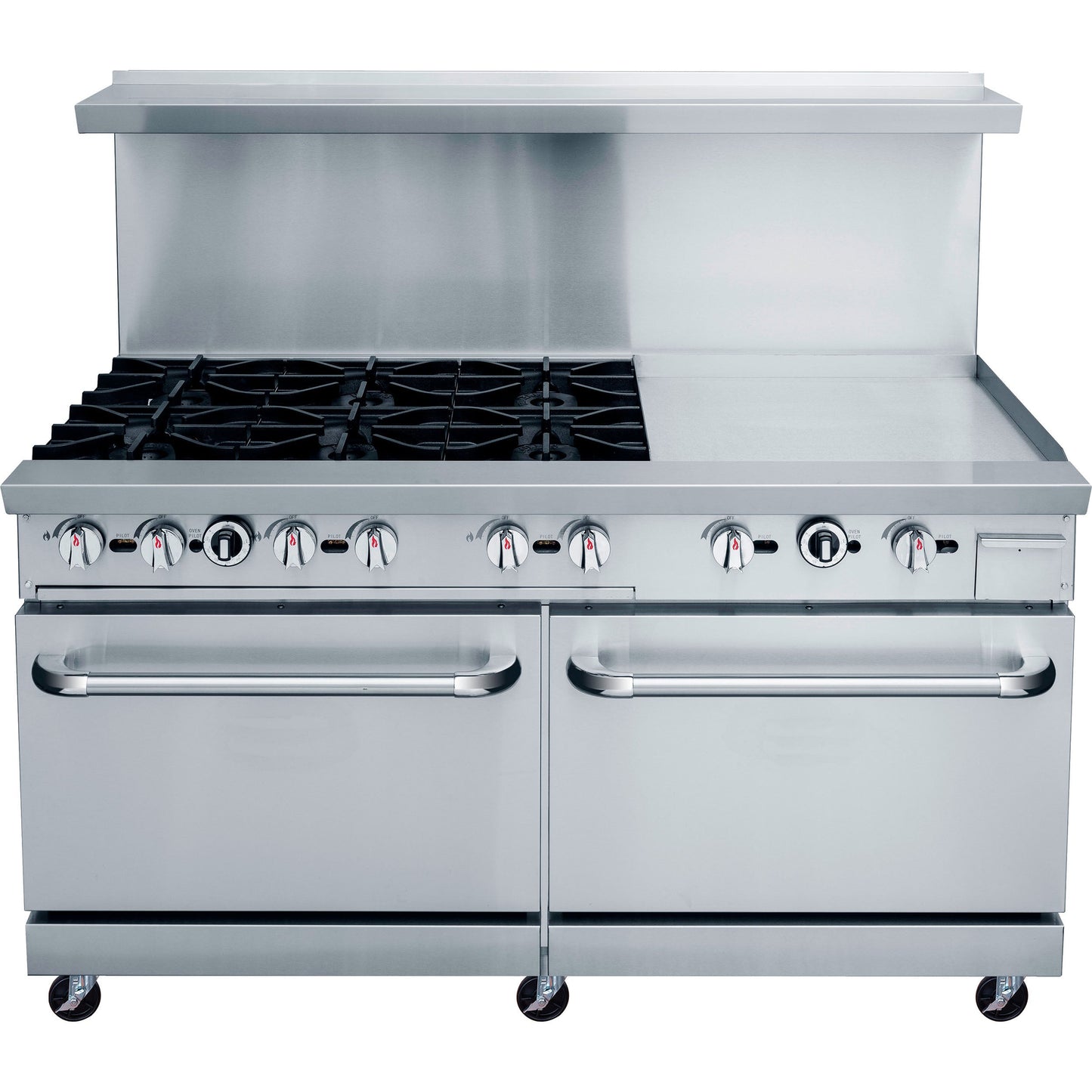 Chef AAA Commercial 60"Oven Range Six Open Burner with 24" Griddle Natural Gas - TCR60-6B24GM