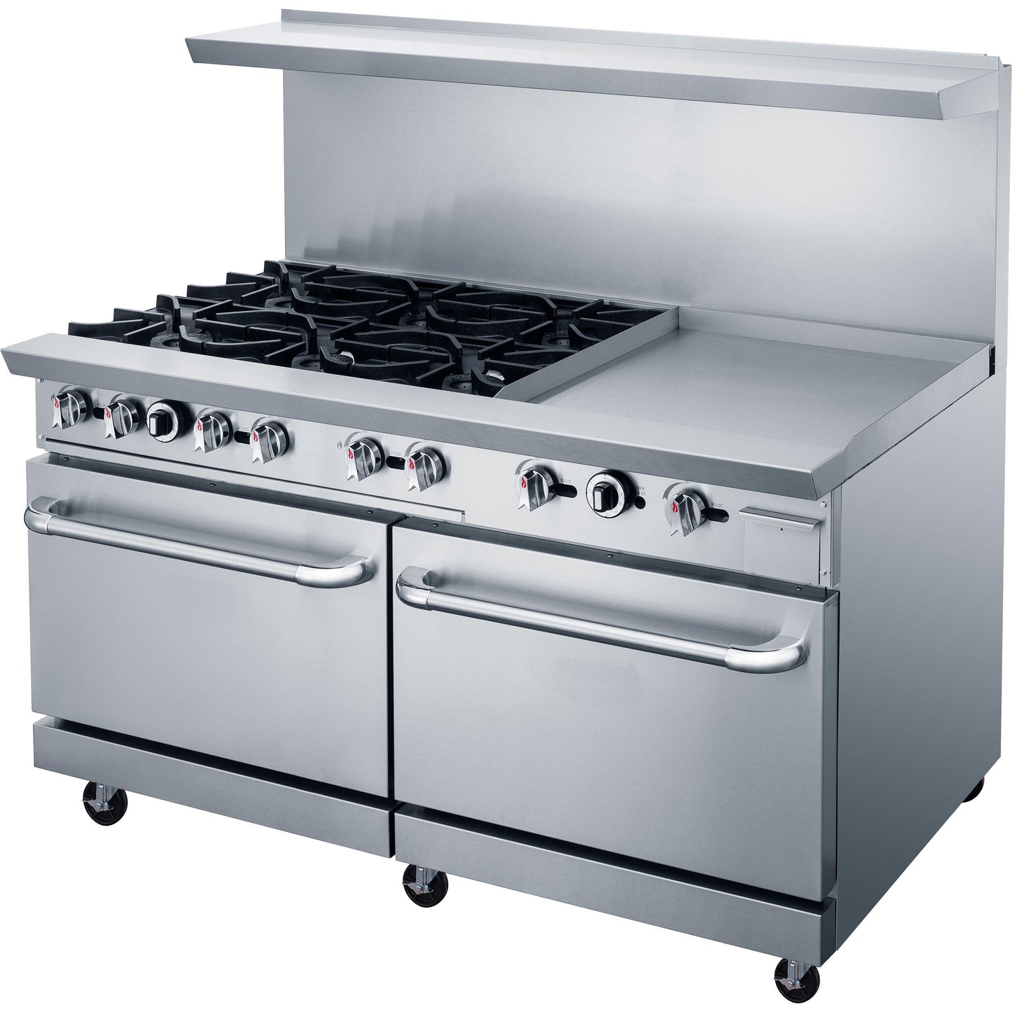 Chef AAA Commercial 60"Oven Range Six Open Burner with 24" Griddle Natural Gas - TCR60-6B24GM