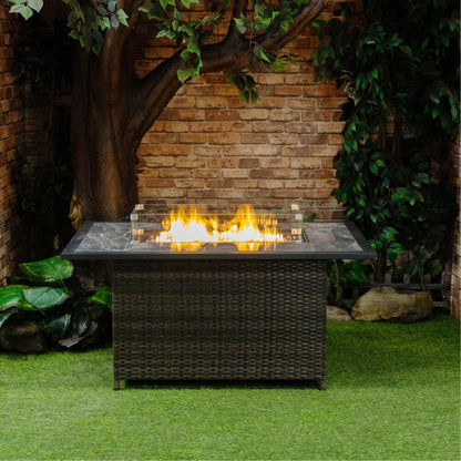 Deko Living 52-inch 50,000 BTU Brown Portable Wicker Propane Gas Fire Pit  - COB10002