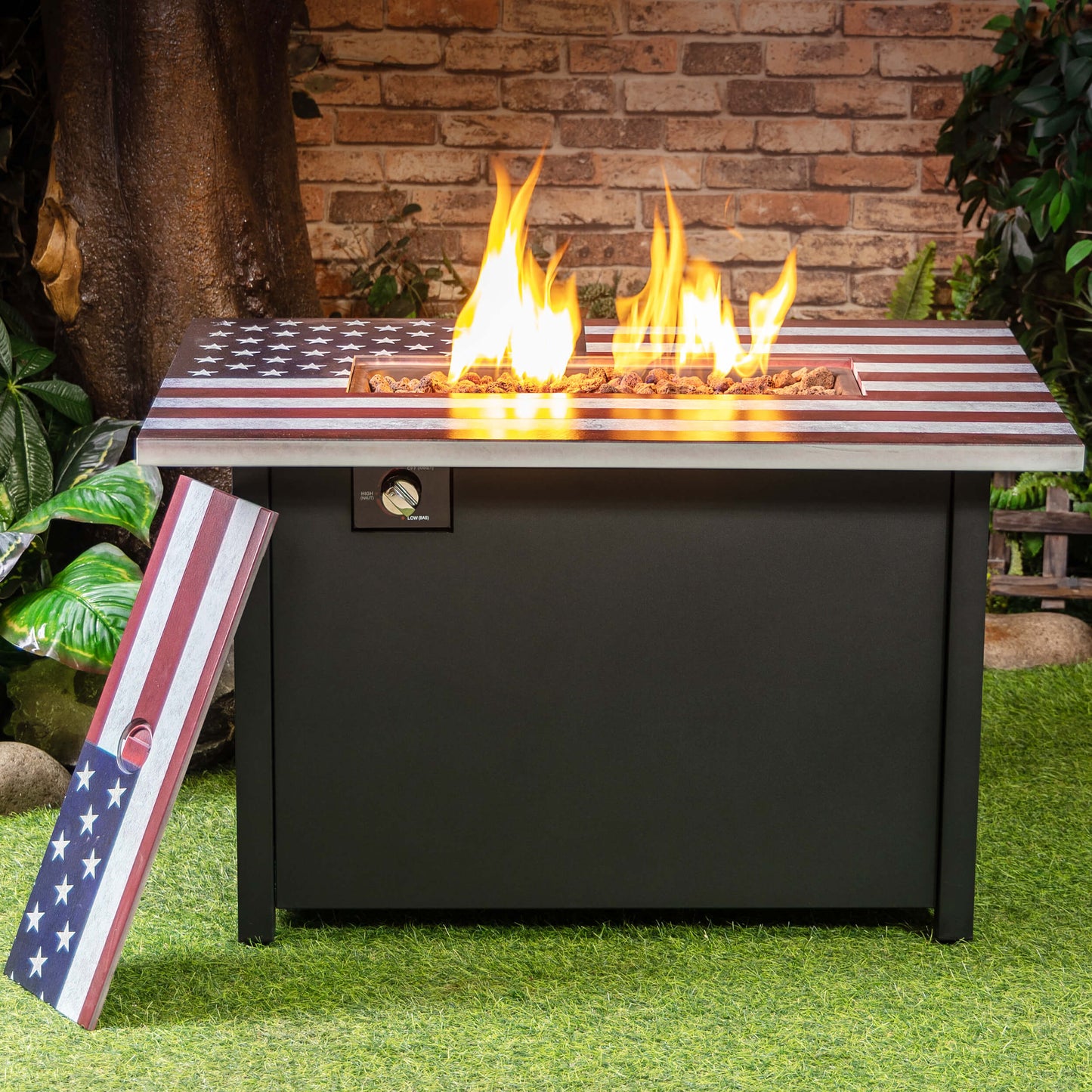 Deko Living 40-Inch Rectangular Outdoor Commemorative 50,000 BTU Propane Firetable  - COB10008