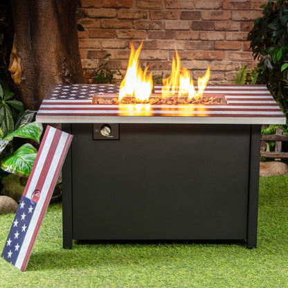 Deko Living 40-Inch Rectangular Outdoor Commemorative 50,000 BTU Propane Firetable  - COB10008