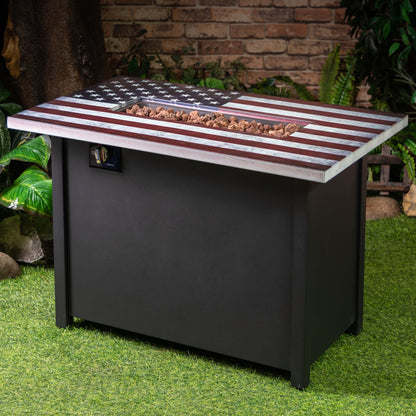 Deko Living 40-Inch Rectangular Outdoor Commemorative 50,000 BTU Propane Firetable  - COB10008