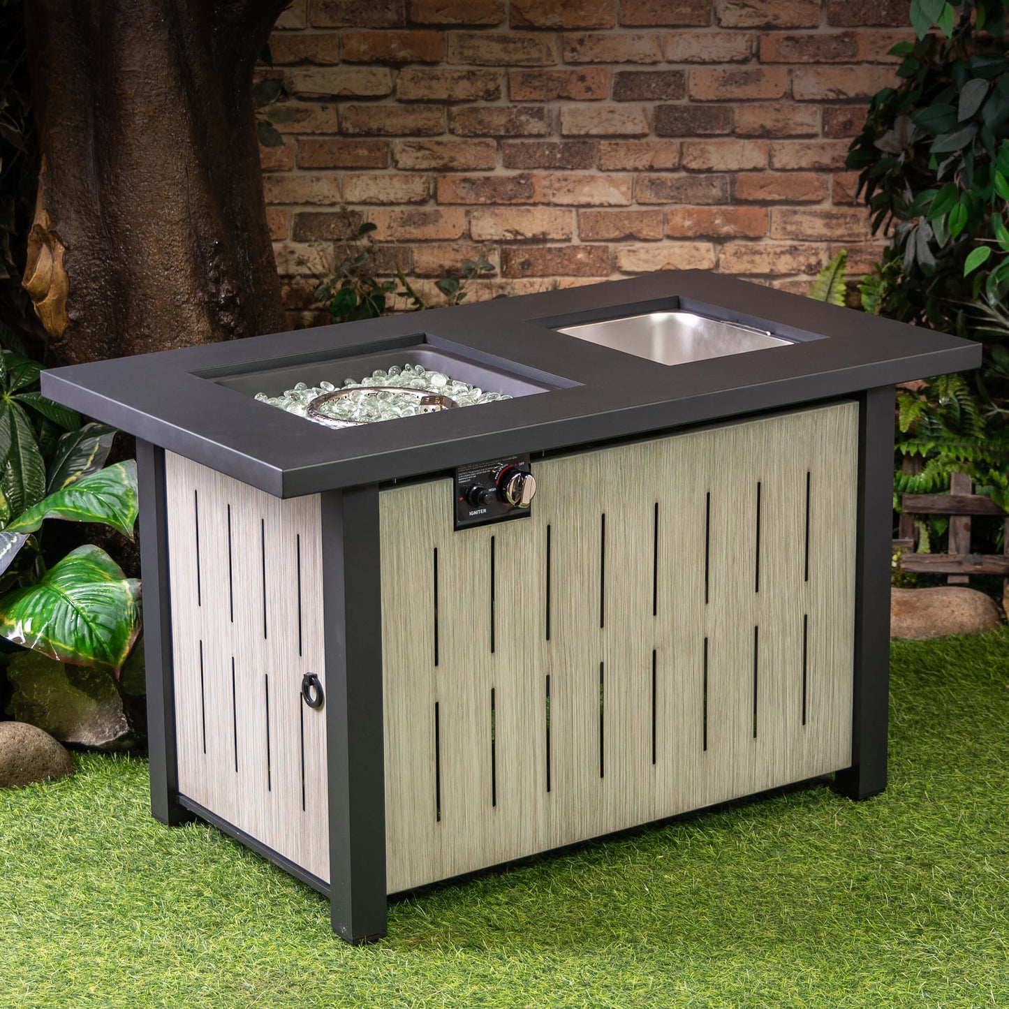 Deko Living 42-Inch Rectangular Outdoor 50,000 BTU Propane Firetable with Ice Bucket  - COB10004