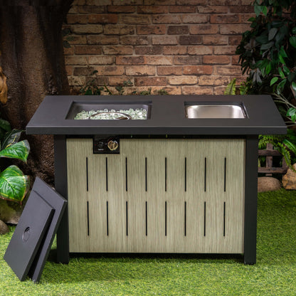 Deko Living 42-Inch Rectangular Outdoor 50,000 BTU Propane Firetable with Ice Bucket  - COB10004