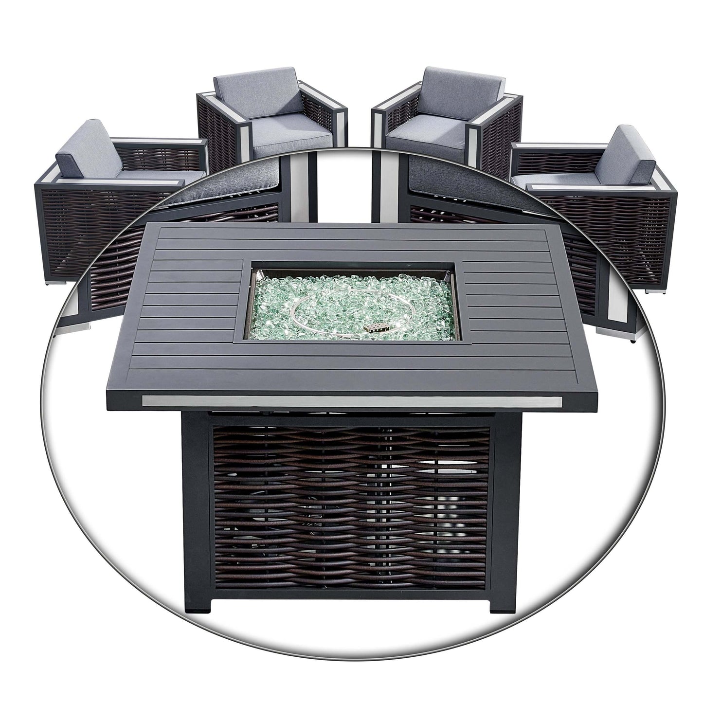 Deko Living Avola Outdoor Patio Set & Firepit  - COP30902