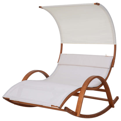 Deko Living Outdoor Cedar Wood Patio Lounge Daybed with White Textilene Fabric & Canopy  - COP20205WHT