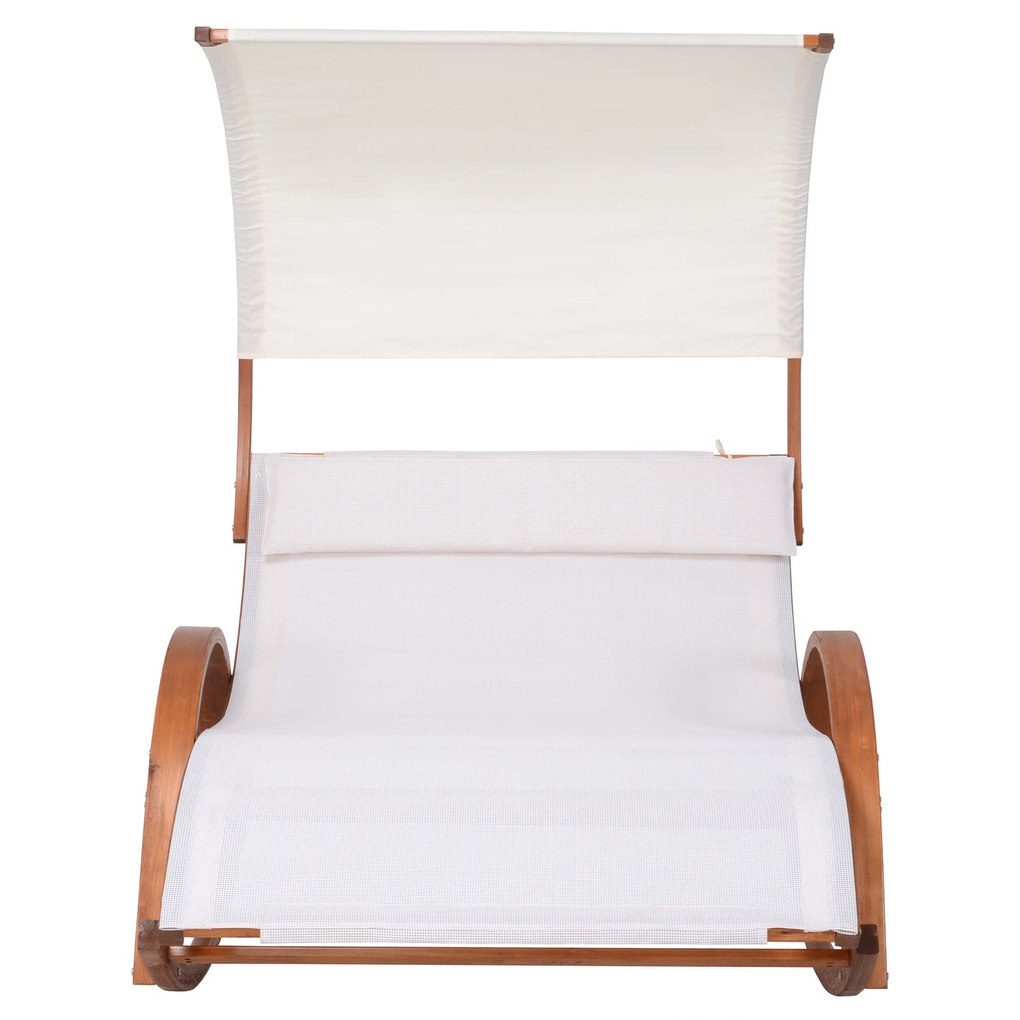 Deko Living Outdoor Cedar Wood Patio Lounge Daybed with White Textilene Fabric & Canopy  - COP20205WHT