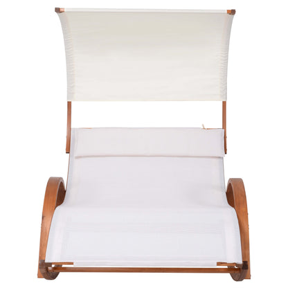 Deko Living Outdoor Cedar Wood Patio Lounge Daybed with White Textilene Fabric & Canopy  - COP20205WHT
