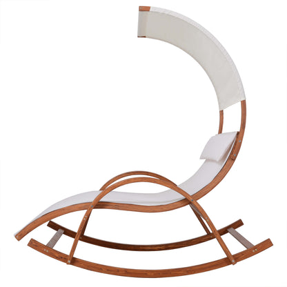 Deko Living Outdoor Cedar Wood Patio Lounge Daybed with White Textilene Fabric & Canopy  - COP20205WHT