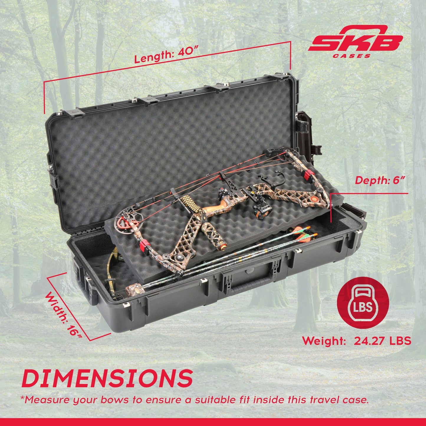 SKB Cases -db iSeries Double Rifle or Bow Case with Hard Plastic Exterior - 127725