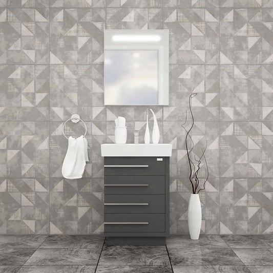 Casa Mare Domenico 32" Bathroom Vanity and Ceramic Sink Combo with LED Mirror - Domenico80GG-32