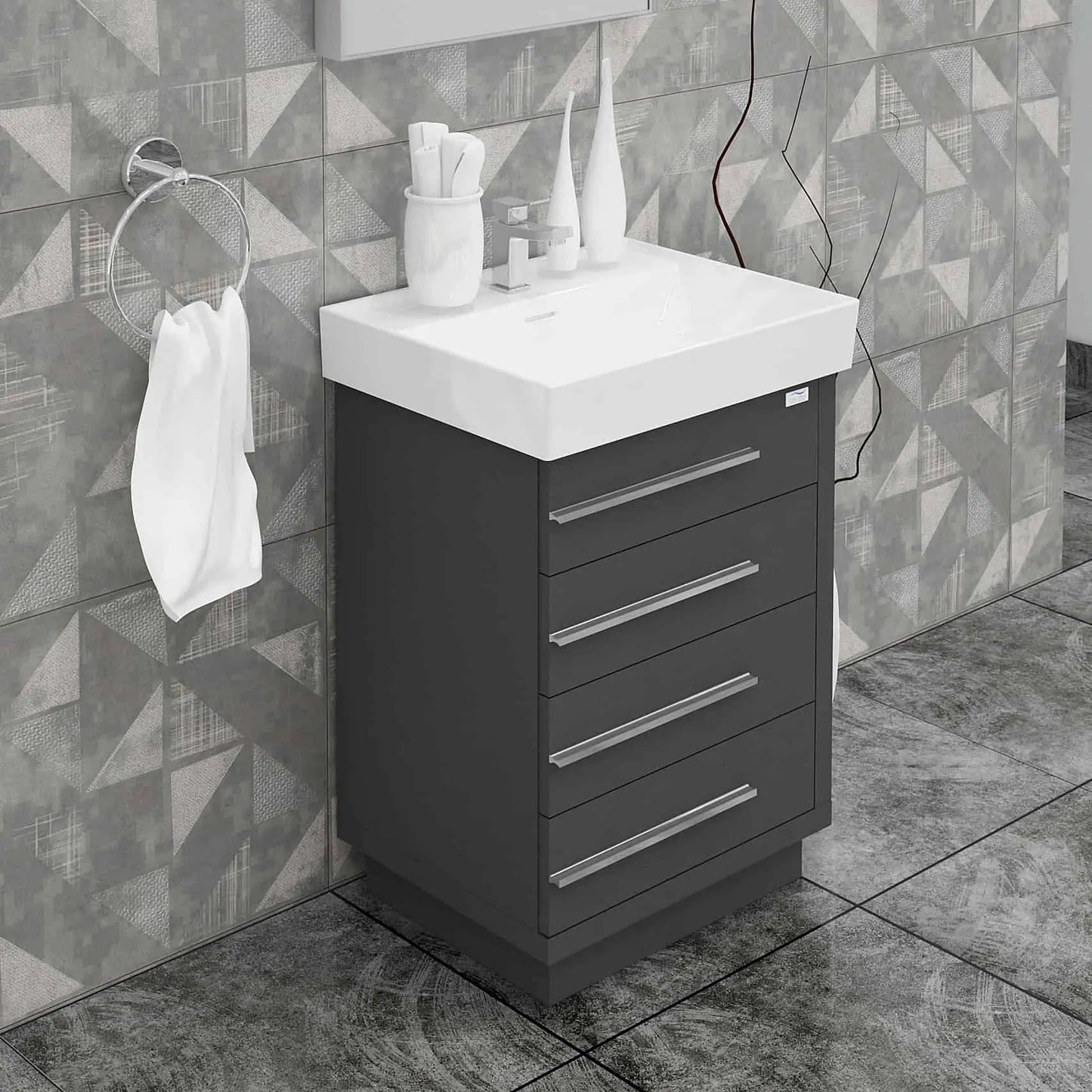 Casa Mare Domenico 32" Bathroom Vanity and Ceramic Sink Combo with LED Mirror - Domenico80GG-32