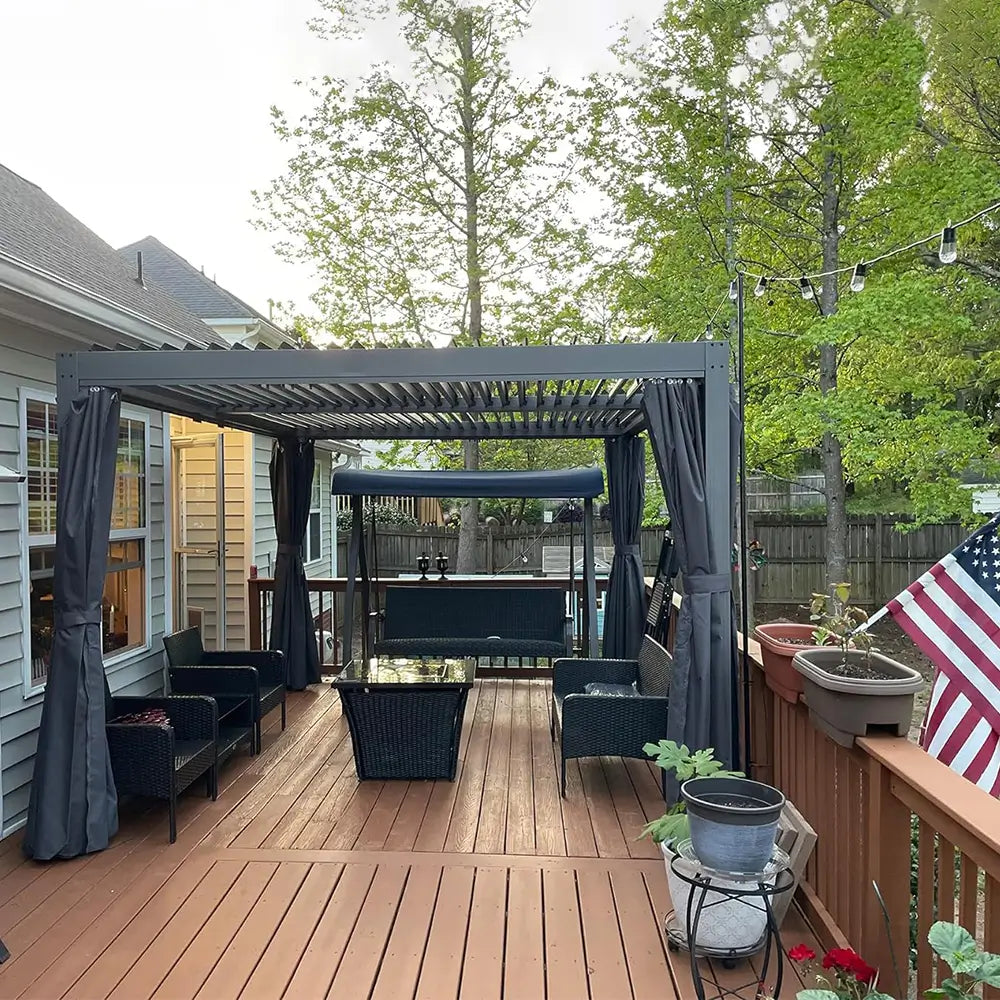 Domi Patio Aluminum Louvered Pergola - Gray