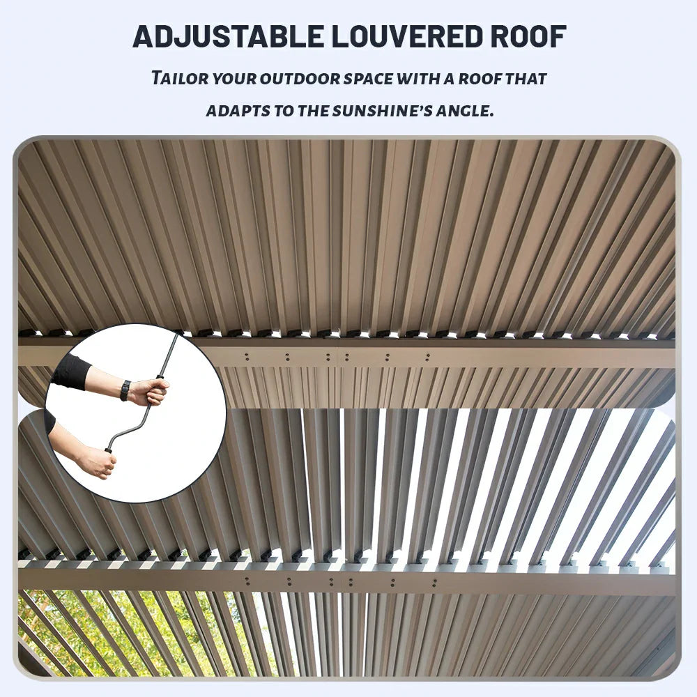 Domi Patio Aluminum Louvered Pergola - Gray