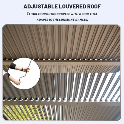 Domi Patio Aluminum Louvered Pergola - Gray