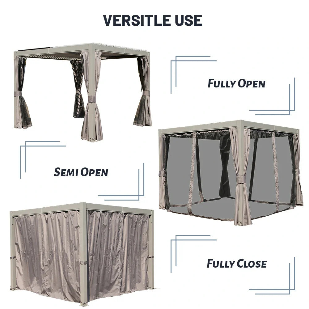 Domi Patio Aluminum Louvered Pergola - Gray