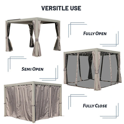 Domi Patio Aluminum Louvered Pergola - Gray