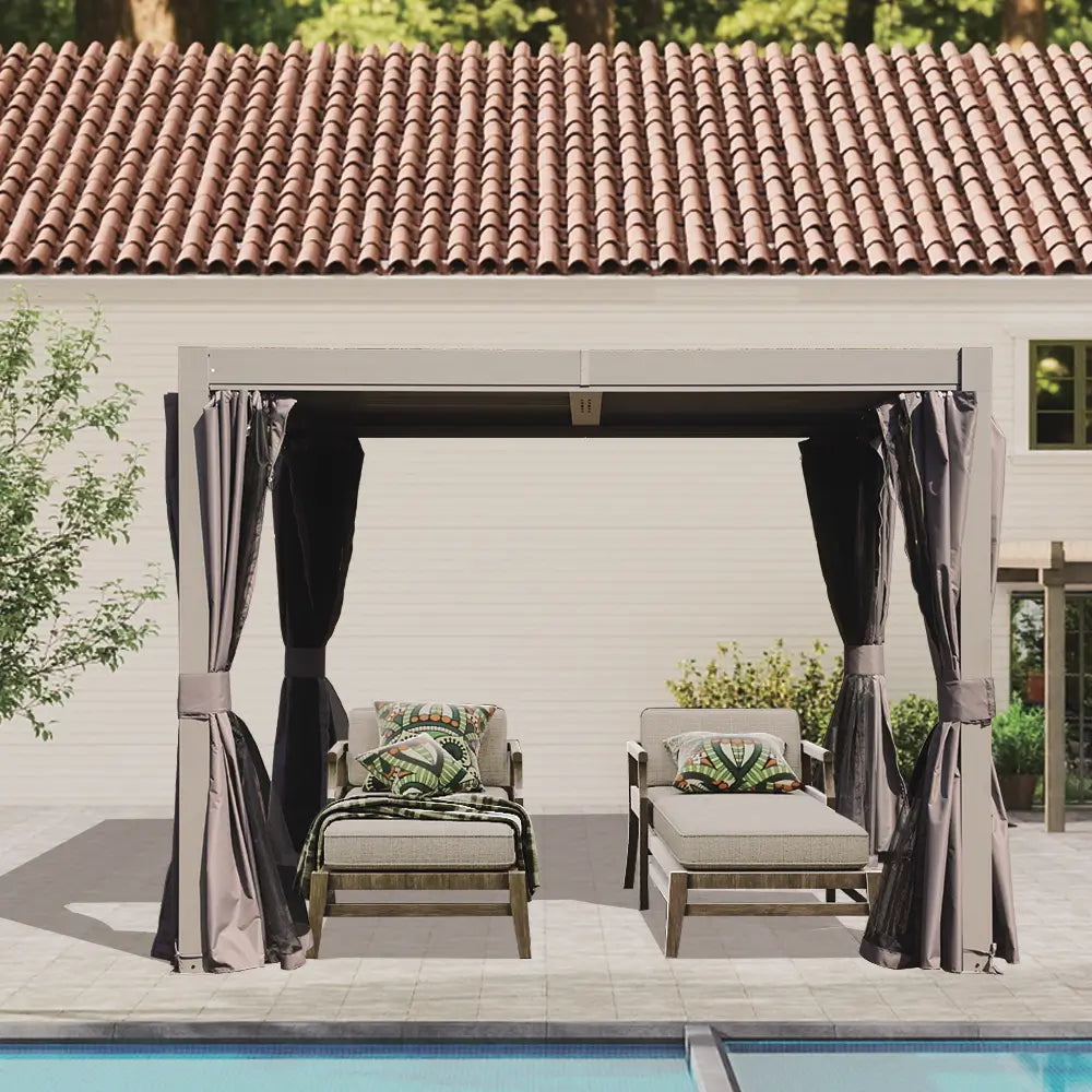 Domi Patio Aluminum Louvered Pergola - Gray