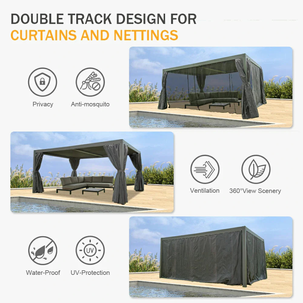 Domi Patio Aluminum Louvered Pergola - Gray