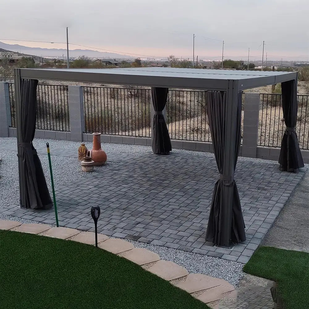 Domi Patio Aluminum Louvered Pergola - Gray