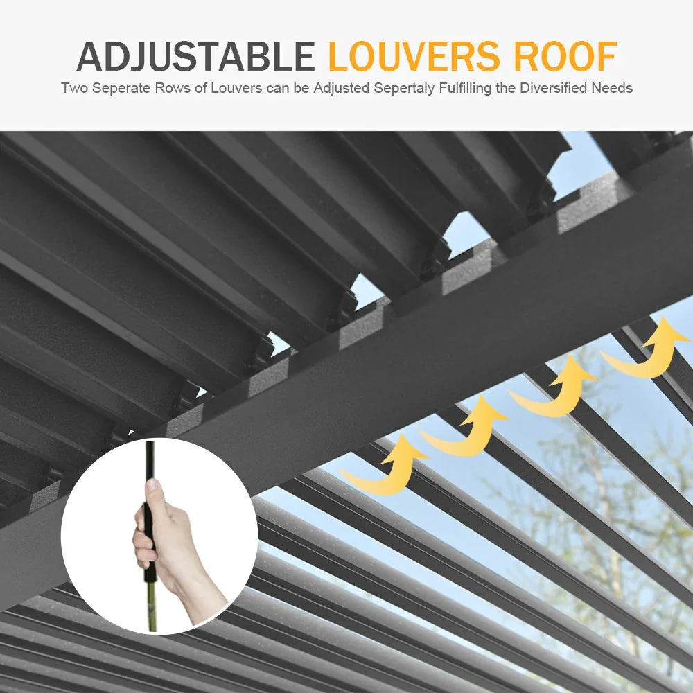 Domi Patio Aluminum Louvered Pergola - Gray