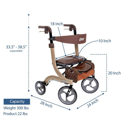 Drive Medical Nitro DLX Euro Style Rollator Rolling Walker - DM-RTL10266CHHS