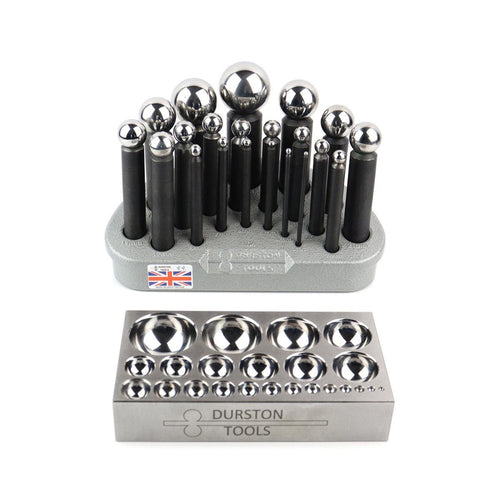 Durston 21 Punch Matched Dapping Punch Set with Flat Die-3mm to 36mm Punches - 125.049