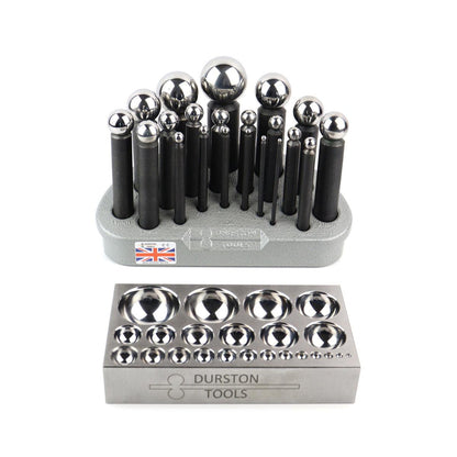 Durston 21 Punch Matched Dapping Punch Set with Flat Die-3mm to 36mm Punches - 125.049