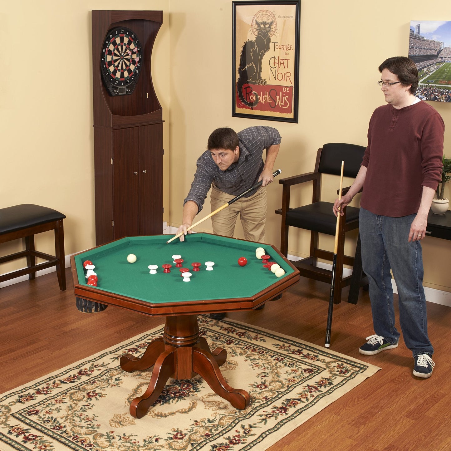 Hathaway Kingston Walnut 3 in 1 Poker Table Set with Chairs - BG2366