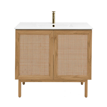 Swiss Madison Classe 36" Freestanding Bathroom Vanity in Golden Oak with Sink Top - SM-BV663