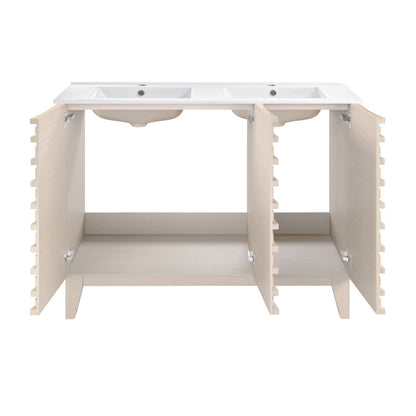 Swiss Madison Cascade 48" Freestanding Bathroom Vanity in White Oak with Double Basin Sink Top - SM-BV8636WO
