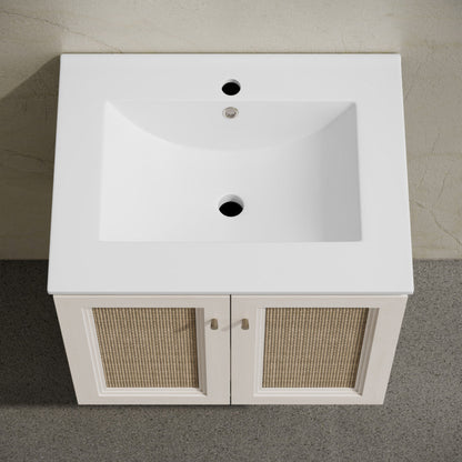 Swiss Madison Classe 24" Wall-Mounted Bathroom Vanity in White Oak with Single Faucet Hole Vanity Top - SM-BV2807WO