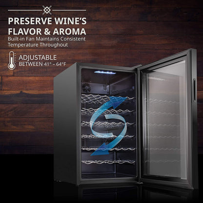 Ivation 51 Bottle Compressor Wine Refrigerator, Freestanding Wine Cooler with Lock, Black - IVFWCC511LB