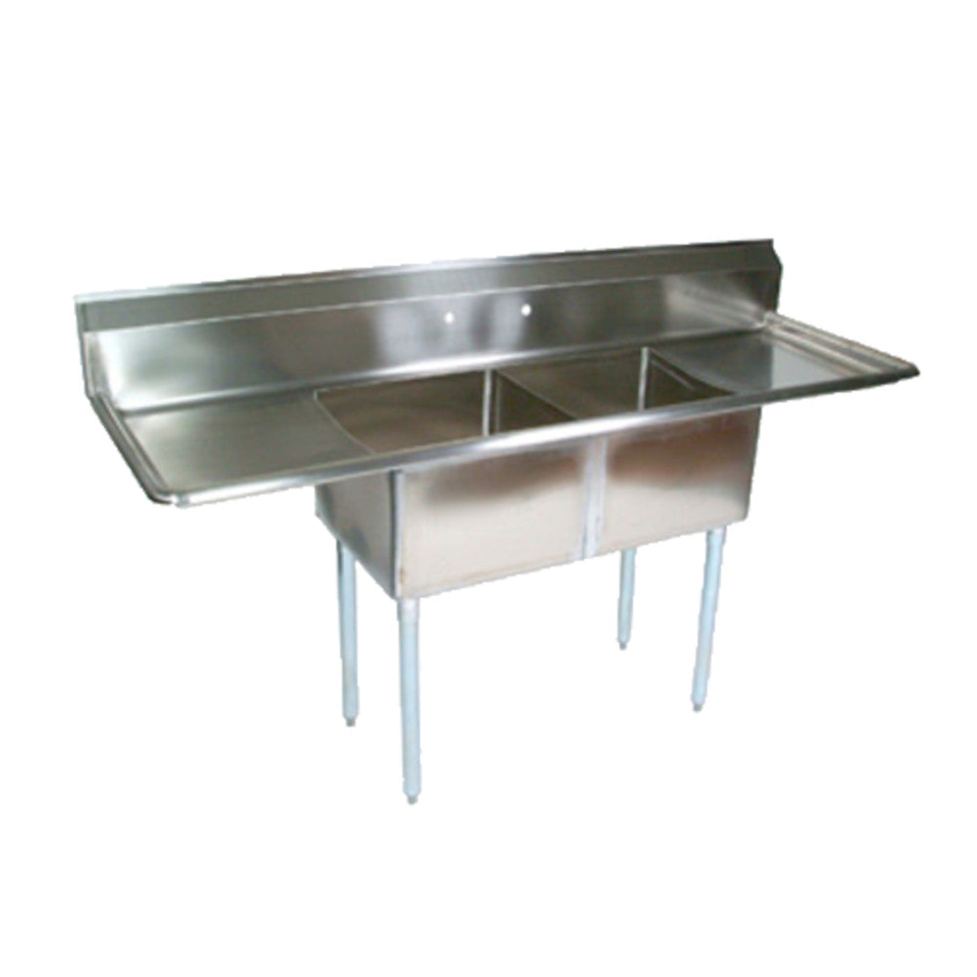 John Boos E2S8-1620-12T18 Two-Compartment E-Series Sink with 18" L&R Drainboards - JBE2S8162012T18