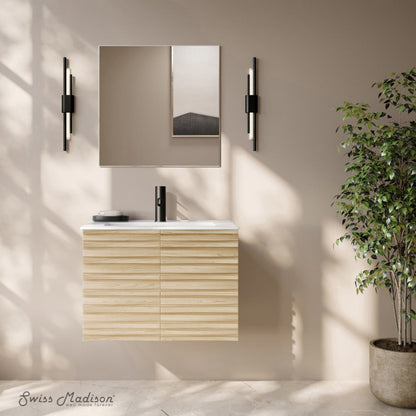 Swiss Madison Cascade 30" Wall-Mounted Bathroom Vanity in Natural Oak with Sink Top - SM-BV8624NO