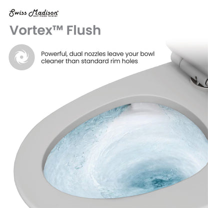 Swiss Madison St. Tropez One-Piece Elongated Toilet Vortex Dual-Flush 1.1/1.6 gpf in Matte Gray - SM-1T254MG