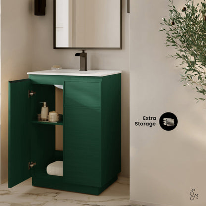 Swiss Madison St. Tropez 24" Freestanding Bathroom Vanity in Green Oak with Sink Top - SM-BV0801GA
