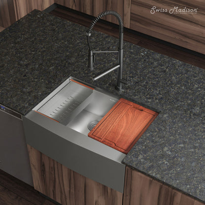 Swiss Madison Rivage 30 x 22 Single Basin Apron Kitchen Workstation Sink - SM-KS779