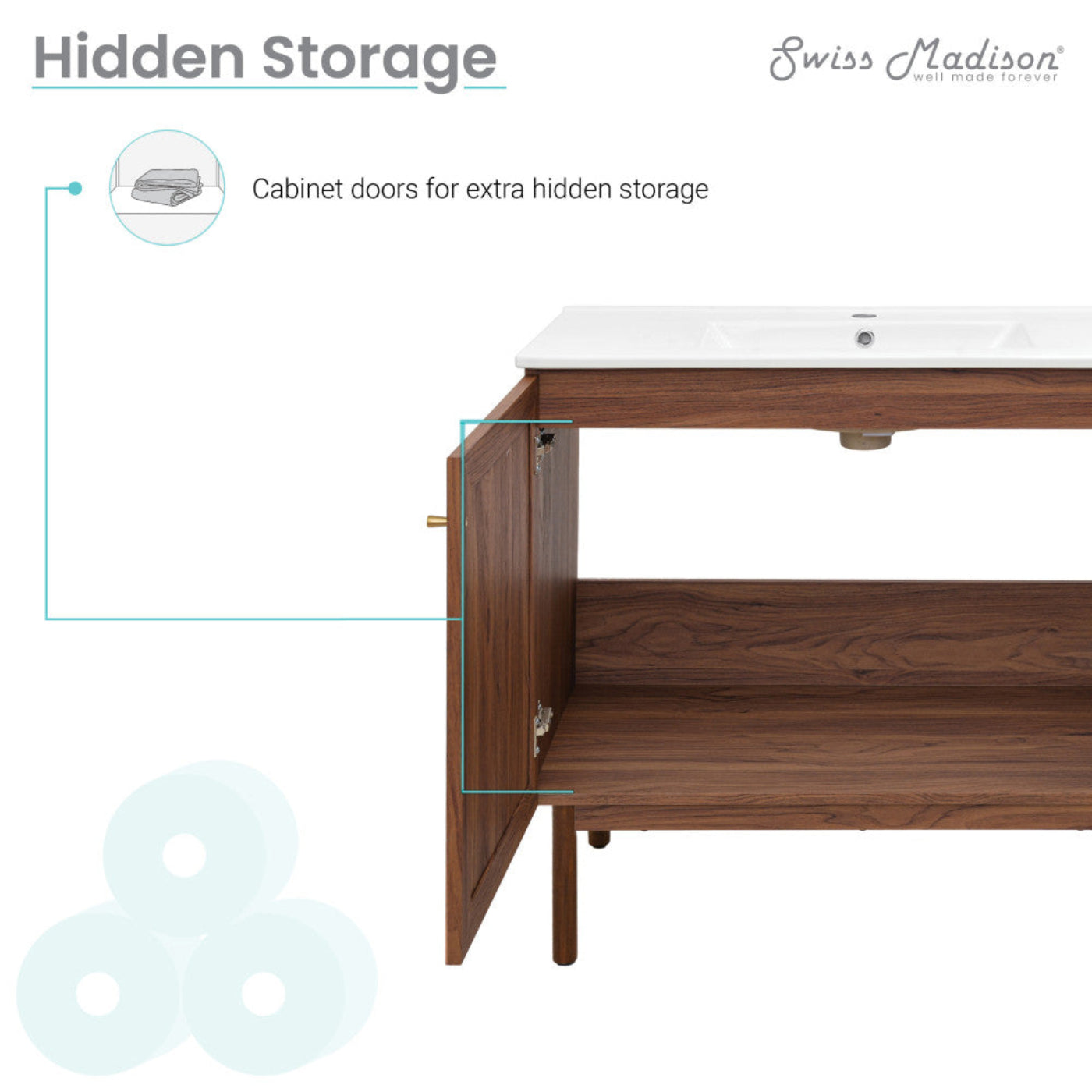 Swiss Madison Classe 36" Freestanding Bathroom Vanity in Brown Oak with Sink Top - SM-BV663WN