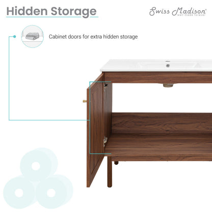 Swiss Madison Classe 36" Freestanding Bathroom Vanity in Brown Oak with Sink Top - SM-BV663WN