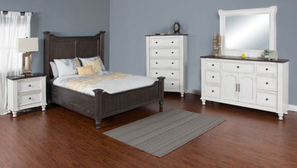 Sunny Designs Carriage House - Chest With 5 Drawers - Cottage White / Europen Dark - 2308EC-C2